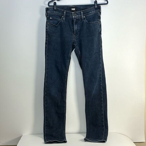 Paige Men's 28x31 Lennox Skinny Fit Jeans Dark Wash Stretch Straight Leg Denim - Picture 1 of 6